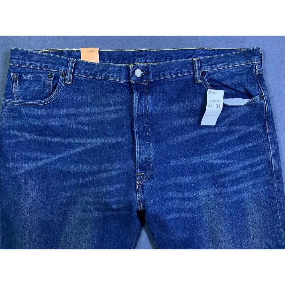 NEW Levi's 501 Jeans Blue 44x34 Blue Button Fly Straight Denim Deadstock Y2K NWT